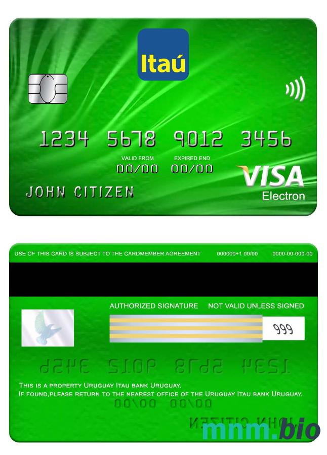 Uruguay Itau bank visa electron karta przykład w formacie PSD